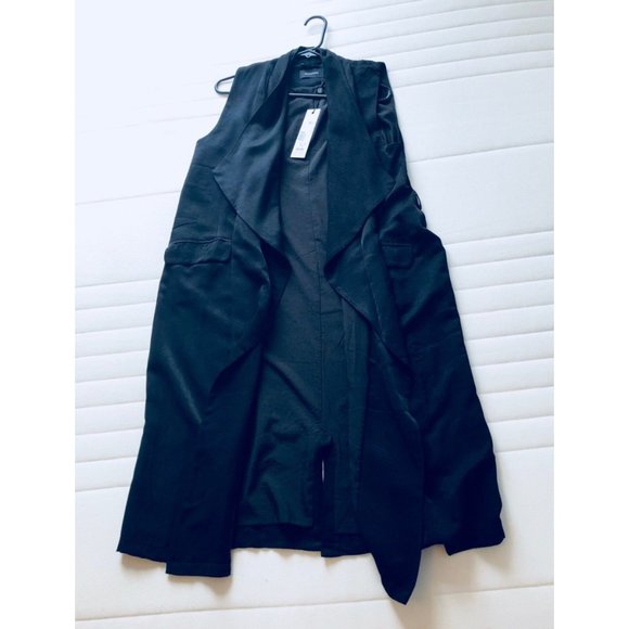 MinkPink New in Town Waterfall Longline Black Vest Size Medium - Picture 4 of 8